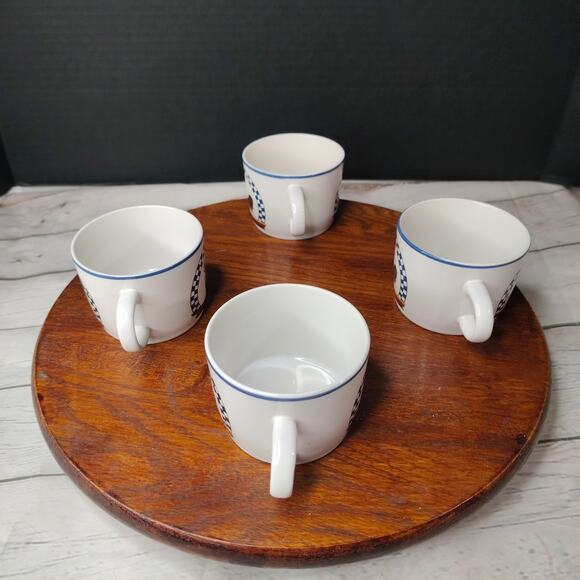 CENTURY Stoneware Remy Rooster Pattern 2 1/2" Vintage Flat Teacups Set of 4 - Picture 3 of 9